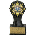 6-3/4 INCH BLACK STONE RESIN AWARD, TAKES 2 INCH INSERT