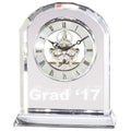 6-3/4 INCH x 5-1/2 INCH x 2 OPTICAL CRYSTAL DESK CLOCK WITH ARROW BEVELED EDGE QUARTZ MOVEMENT