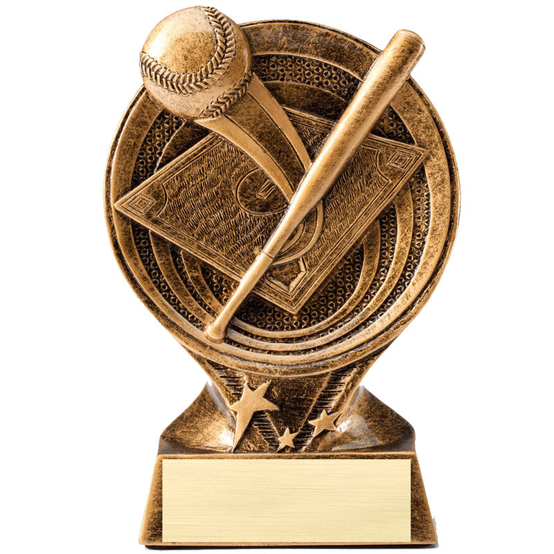 6 INCH BASEBALL PARTICIPANT RESIN TROPHY ANTIQUE GOLD FINISH