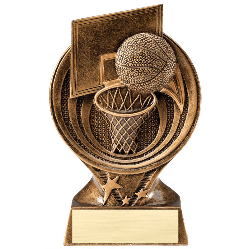 6 INCH BASKETBALL PARTICIPANT RESIN TROPHY ANTIQUE GOLD FINISH