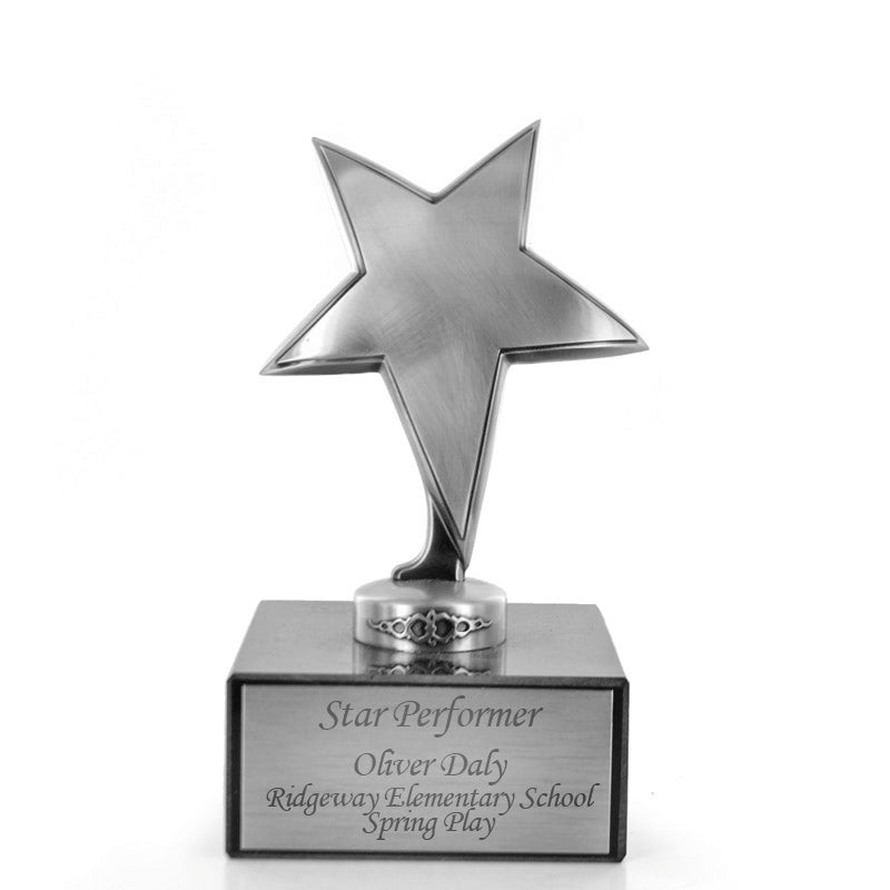6 INCH BRIGHT DIE CAST METAL STAR TROPHY