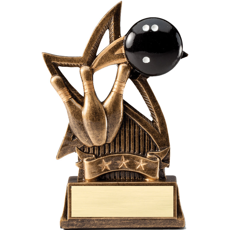 6 INCH BOWLING SWEEPING STAR RESIN TROPHY