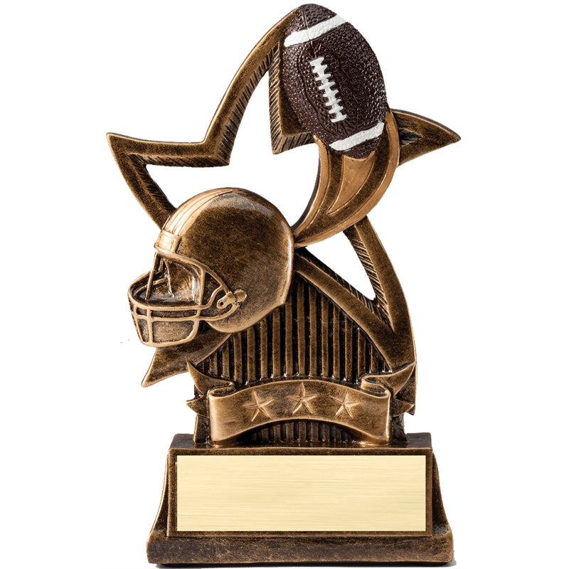 6 INCH FOOTBALL SWEEPING STAR RESIN TROPHY
