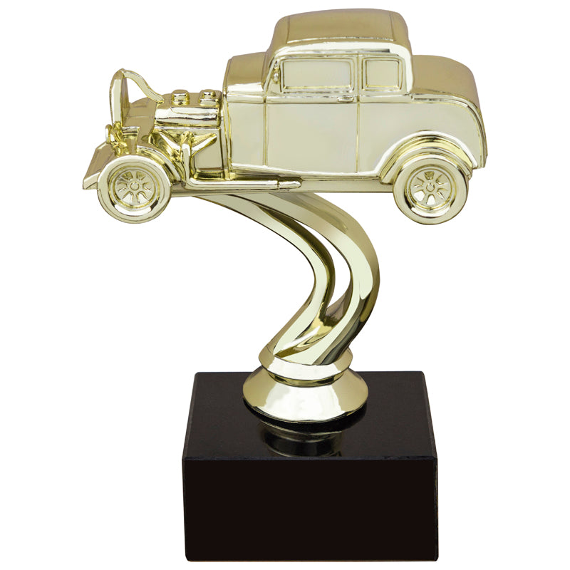 6 INCH HOT ROD CAR TROPHY MOUNTED ON BLACK BASE