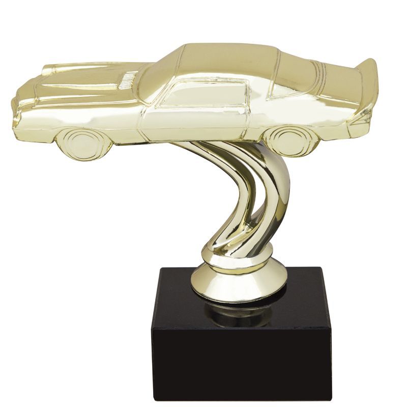 6 INCH MUSTANG GOLD FIGURE ON BLACK MARBLE BASE