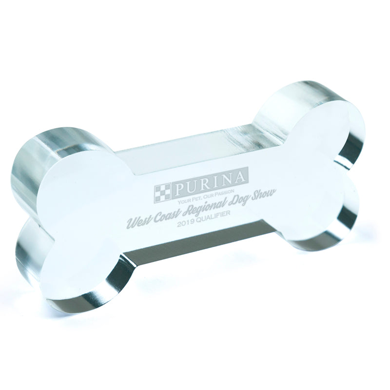 6 INCH OPTICAL CRYSTAL DOG BONE AWARD