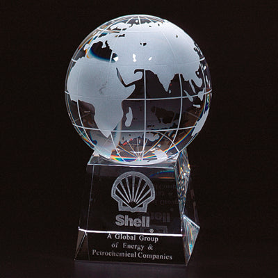 6 INCH OPTICAL CRYSTAL GLOBE ON BASE
