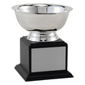 6 INCH PAUL REVERE SILVER BOWL ON BLACK WOOD BASE