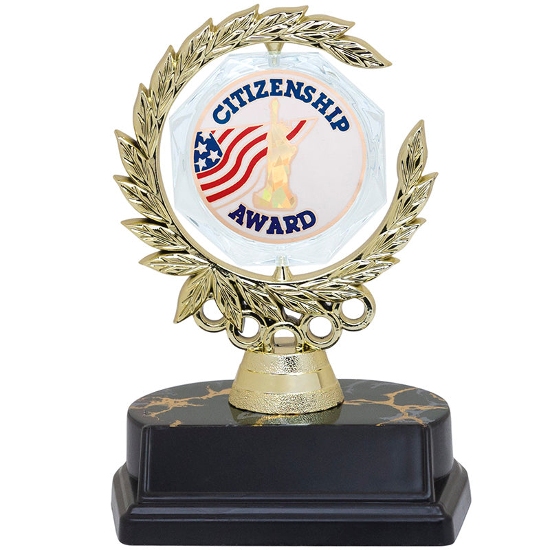 6 INCH SPINNER WREATH TROPHY HOLDS 2 INCH CITIZENSHIP INSERT