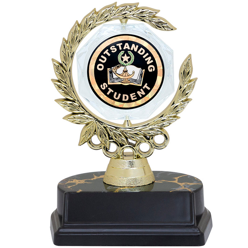6 INCH SPINNER WREATH TROPHY HOLDS 2 INCH OUTSTANDING STUDENT INSERT