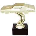 6 INCH STOCK CAR GOLD FIGURE ON BLACK MARBLE BASE