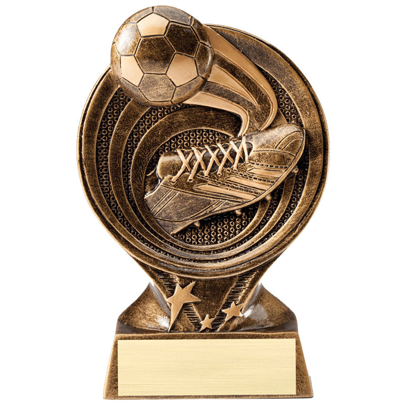 6 INCH SOCCER PARTICIPANT RESIN TROPHY ANTIQUE GOLD FINISH