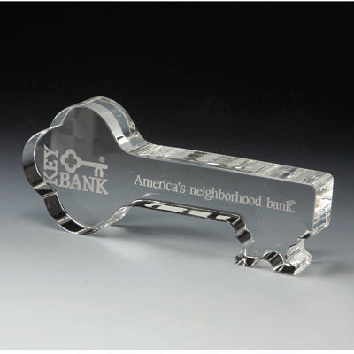 6 X 2-3/4 INCH OPTICAL CUT CRYSTAL KEY