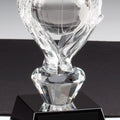 6 X 3 INCH OPTICAL CRYSTAL HANDS HOLDING GLOBE