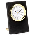 6 x 4 INCH BLACK LEATHERETTE QUARTZ MOVEMENT DESK CLOCK