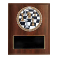 6 X 8 INCH DARK CHERRY FINISH AND CAST STONE RESIN CHESS PLAQUE