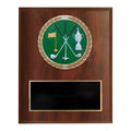 6 X 8 INCH DARK CHERRY FINISH AND CAST STONE RESIN GOLF PLAQUE