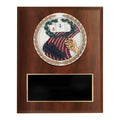 6 X 8 INCH DARK CHERRY FINISH AND CAST STONE RESIN TRACK PLAQUE