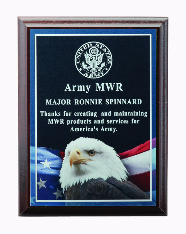 6 X 8 INCH EAGLE PHOTO PLAQUE WITH LASER ENGRAVED PLATE