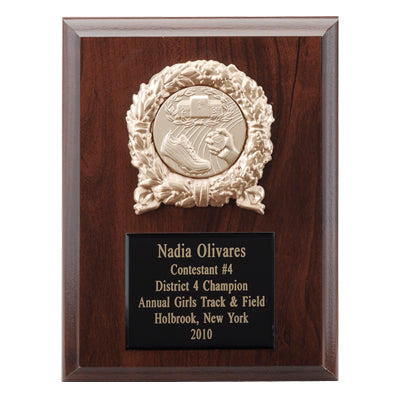 6 X 8 INCH PLAQUE WITH BLACK EMBOSSED PLATE, METAL WREATH TAKES INSERT