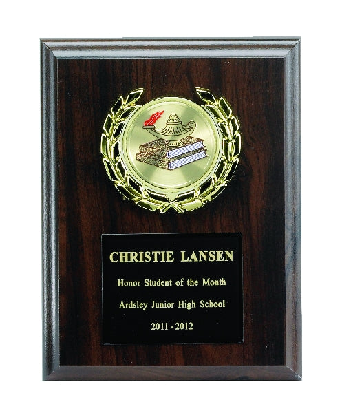 6 X 8 INCH PLAQUE WITH BLACK PLATE, PLASTIC WREATH TAKES INSERT