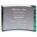 6 INCH x 8 INCH x3/8 INCH PREMIUM GLASS CURVED AWARD JADE COLOR BEVELED EDGE
