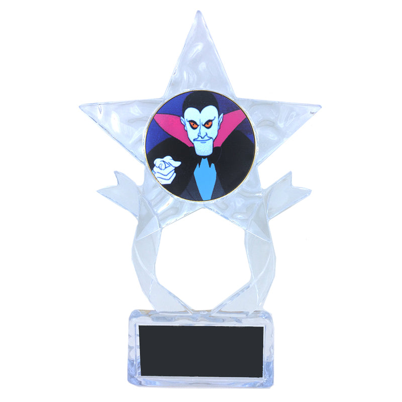 7-1/2 INCH CLEAR ACRYLIC SHOOTING STAR TROPHY WITH VAMPIRE INSERT