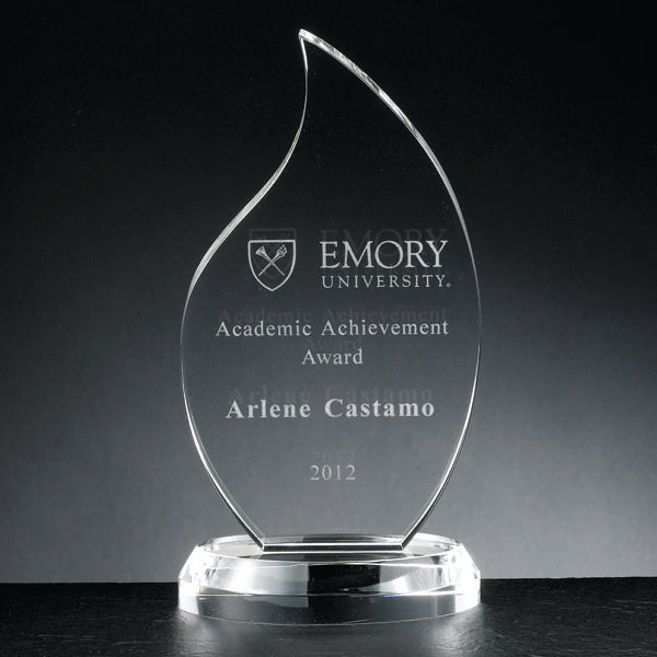 7-1/2 INCH FLAME SHAPED CRYSTAL AWARD