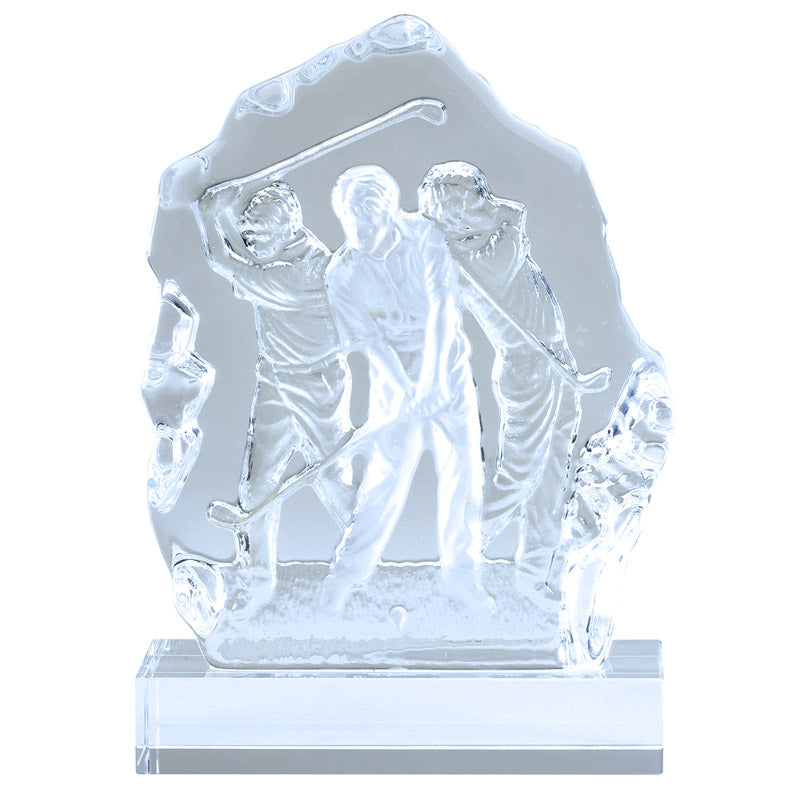 7-1/2 INCH SCULPTED MALE GOLFER GLASS AWARD