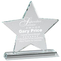 7-1/2 x 7 INCH OPTICAL CRYSTAL 5 POINTED STAR ON CRYSTAL BASE