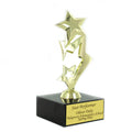 7-1/4 INCH DIE CAST METAL TRIPLE SHOOTING STAR TROPHY POLISHED GOLD