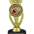 7-1/4 INCH BLACK AND GOLD TROPHY, TORCH TAKES INSERT