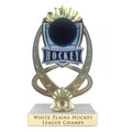7-1/4 INCH FULL COLOR MODELED HOCKEY TROPHY ON MARBLE BASE