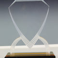 7-3/4 INCH ACRYLIC SHIELD TROPHY WITH GOLD REFLECTIVE BLACK BASE