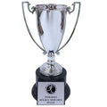 7-3/4 INCH HEIGHT DIE CAST SILVER METAL CUP TROPHY ON BLACK BASE