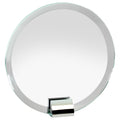 7-3/4 INCH OPTICAL CRYSTAL CIRCLE AWARD ON POLISHED SILVER METAL BASE