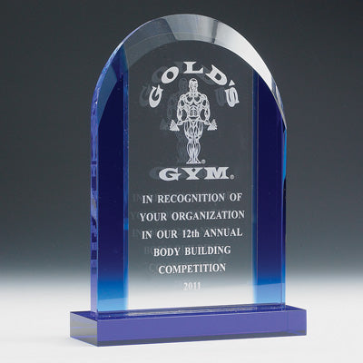 7-3/4 X 5 INCH ROMAN ARCH CRYSTAL WITH BLUE EDGE