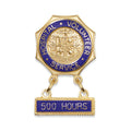 7/8 Inch Enamelled Brass Hospital Volunteer Service "500 Hours" Lapel Pin