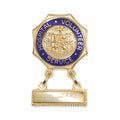 7/8 Inch Enameled Brass Hospital Volunteer Service Lapel Pin With Blank Bar for Engraving