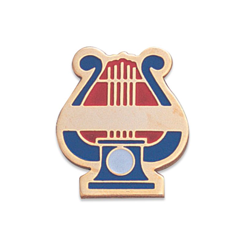 7/8 Inch Gold Music Lyre Enamelled Lapel Pin