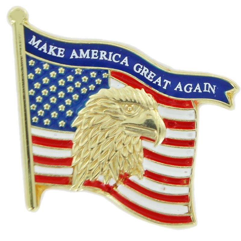 1-1/4 INCH MAKE AMERICA GREAT AGAIN" EAGLE FLAG LAPEL PIN