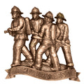 7 INCH FIRE FIGHTERS WITH HOSE ANTIQUE BRASS DIE CAST PLAQUE MOUNT