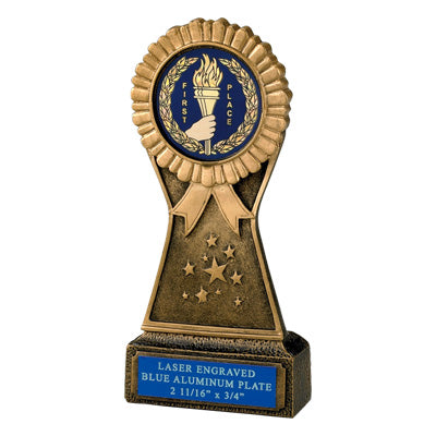 7 INCH ROSETTE RESIN TROPHY, TAKES 2 INCH INSERT
