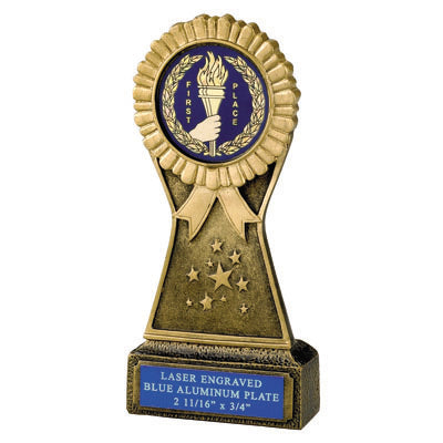 7 INCH  ROSETTE RESIN TROPHY, 2 INCH  MYLAR - No Plate