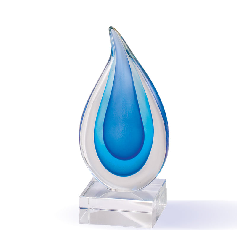7 INCH BLOWN GLASS COLORS SUSPENDED IN CLEAR GLASS AWARD