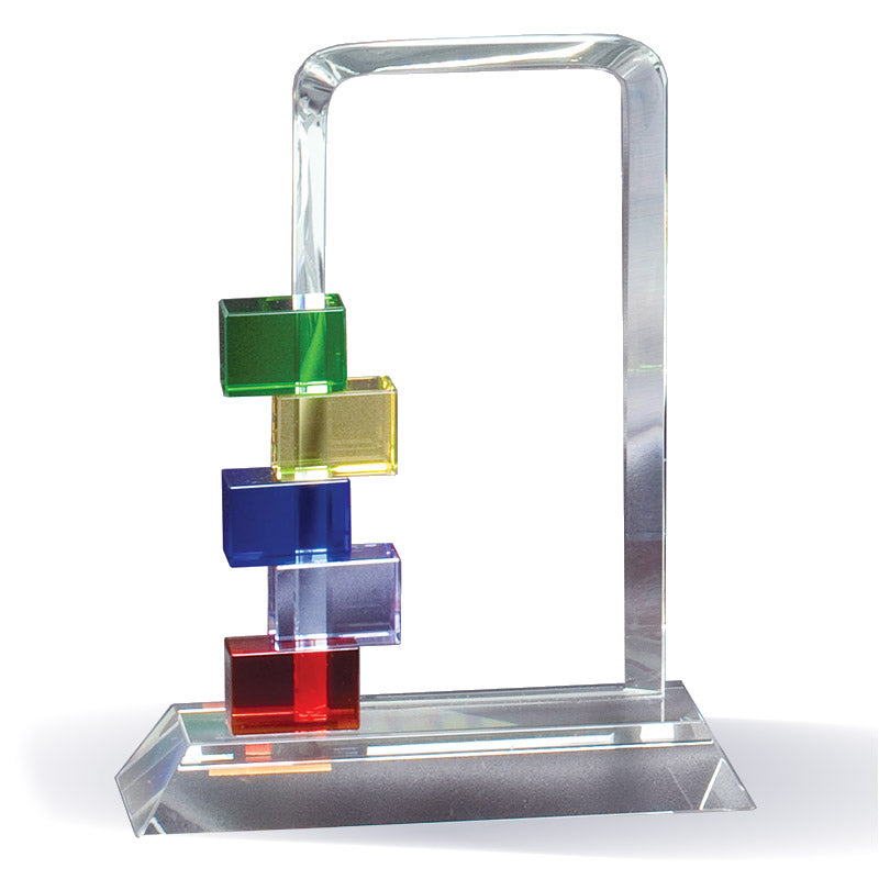 7 INCH MULTI-COLOR GLASS STACKED BLOCKS AWARD