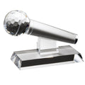 7 x 4-1/2 INCH OPTICAL CRYSTAL MICROPHONE WITH CUT FACETED BEVELED MICROPHONE ON BASE
