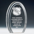 7 X 4-3/4 INCH OVAL ACRYLIC TROPHY WITH REFLECTIVE BASE