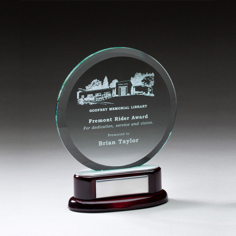 7 INCH ROUND BEVELED GLASS AWARD