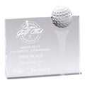 7" x 8" INCH OPTICAL CRYSTAL GOLF BALL BOARD AWARD WITH GOLF TEE
